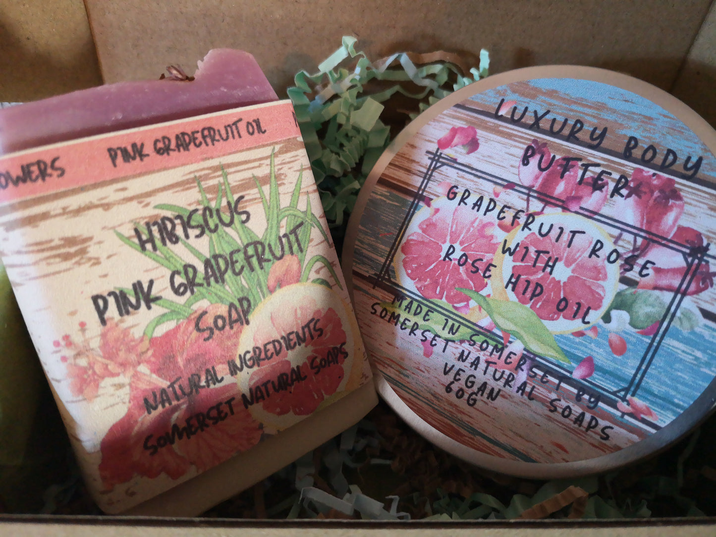 Gift set Luxury Body Butter Grapefruit Rose & Luxury Soap Hibiscus Pink Grapefruit