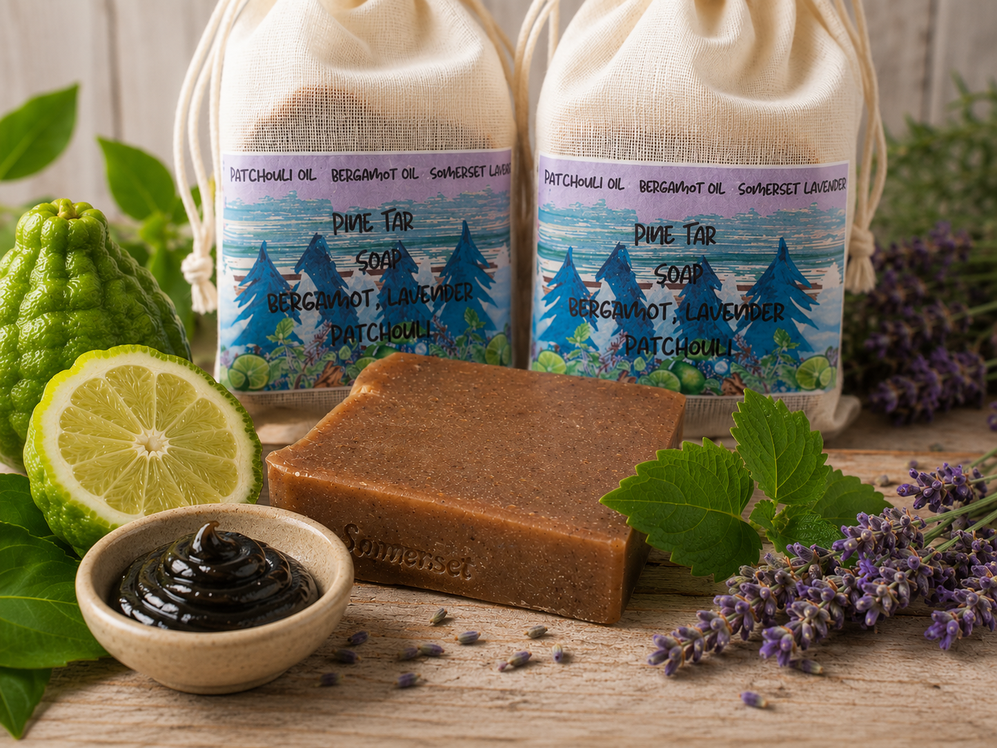 Pine Tar Soap Patchouli, Lavender & Bergamot