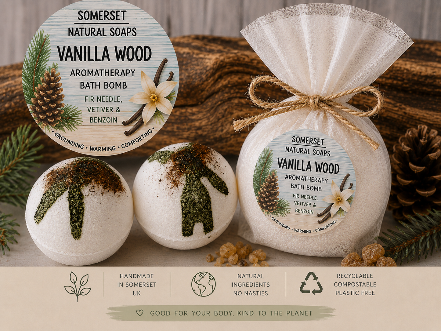 Aromatherapy Bath Bomb Vanilla Woods