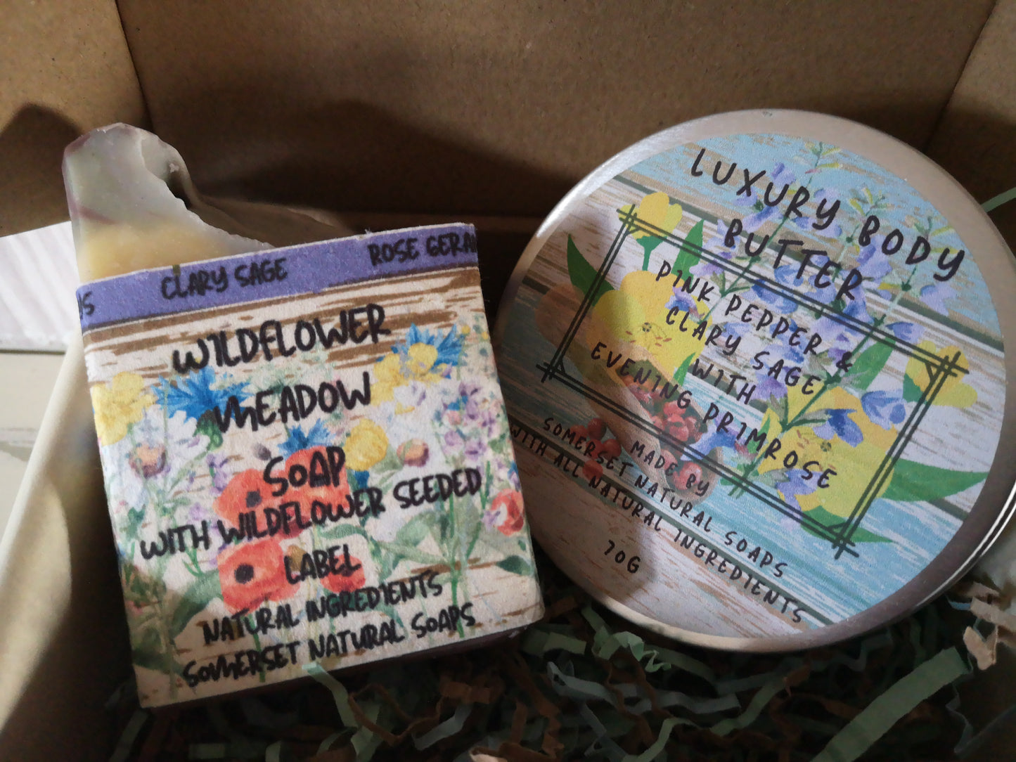 Gift set Luxury Body Butter Clary Sage & Pink Pepper & Wildflower Meadow Vegan Soap