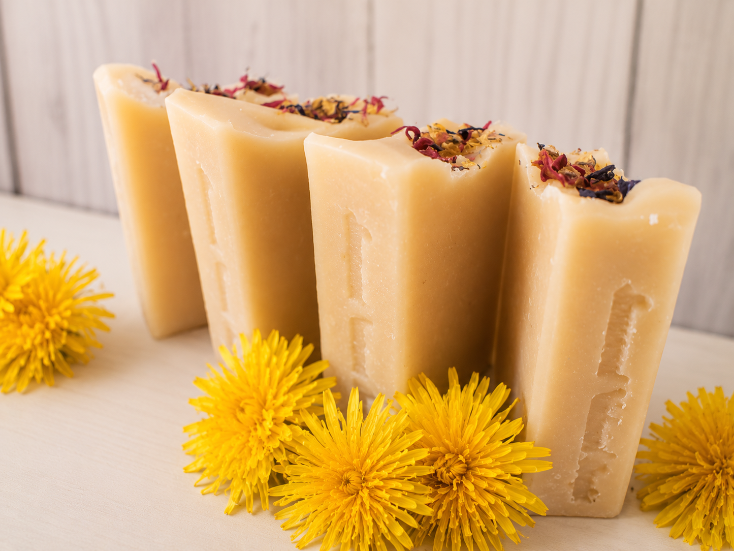 Dandelion Flower Vegan Soap with plantable seeded wildflower label