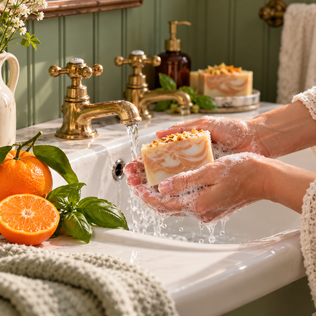 Zesty Mandarin & Basil vegan Soap