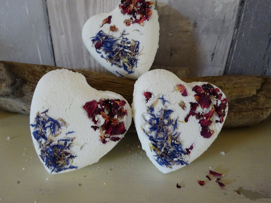 Heart Shaped Rose petal Bath Bombs